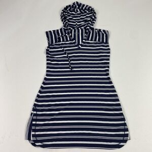 Athleta Dress Womens XS Navy White Stripe Hooded Sleeveless Summer Cover Up
